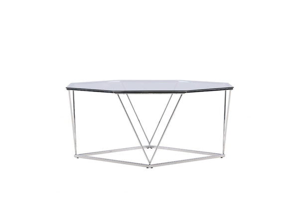 Mmilo Österlen Coffee Table 100 cm – Round Glass Table with Silver Steel Frame, Modern Luxury Design
