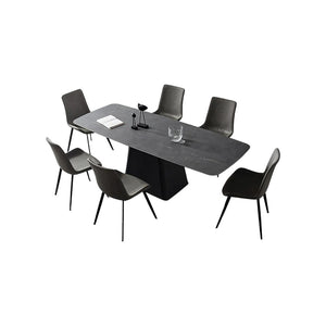 Bontempi Dining Table with Sintered Stone Top, Modern Grey & White Dining Table, Painted Steel Base, Contemporary 6 Seater Dining Room Table