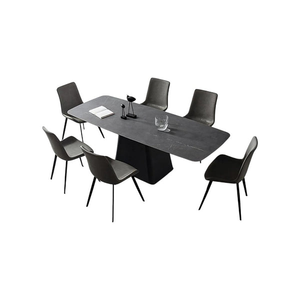 Bontempi Dining Table with Sintered Stone Top, Modern Grey & White Dining Table, Painted Steel Base, Contemporary 6 Seater Dining Room Table