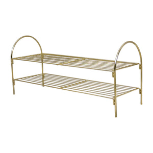 Gold Shoe Rack - Side View:
Elegant gold metal shoe storage rack for hallways and bedrooms