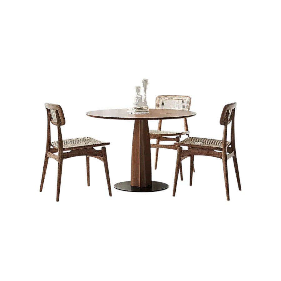Seraphina Contemporary Round Solid Wood Dining Table – Modern Minimalist Kitchen & Dining Table with Sturdy Pedestal Base – Elegant Natural Finish