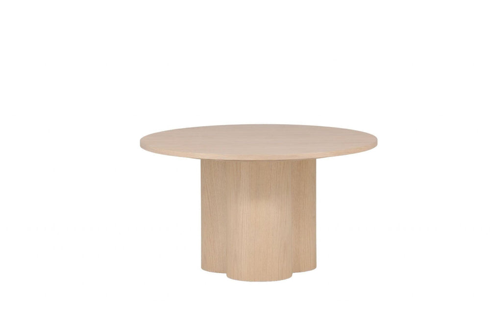 Olivia Sofa Table White Wash Veneer – Modern Round Coffee Table with Cylindrical Base | MDF & Veneer | 45 cm Height | by Mmilo