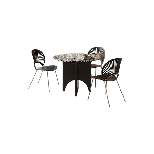 Oighrig Terrazzo Round Dining Table, Modern Small Round Dining Table, 4 Seater Terrazzo Dining Table for Contemporary Homes