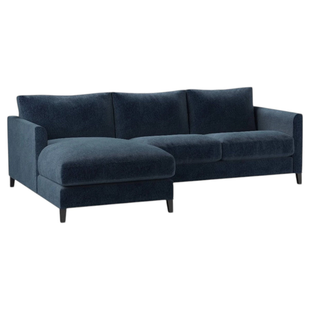 Modern Izzy Chaise Sofa with oak legs and plump cushions in a stylish living room setting