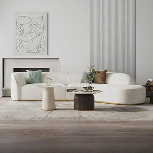Welby Three Seater Curved Sofa – Grey Boucle, 280cm, Contemporary Modern Design (Display Model) - My Store