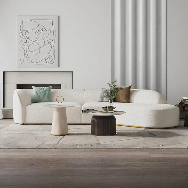 Welby Three Seater Curved Sofa – Grey Boucle, 280cm, Contemporary Modern Design (Display Model) - My Store