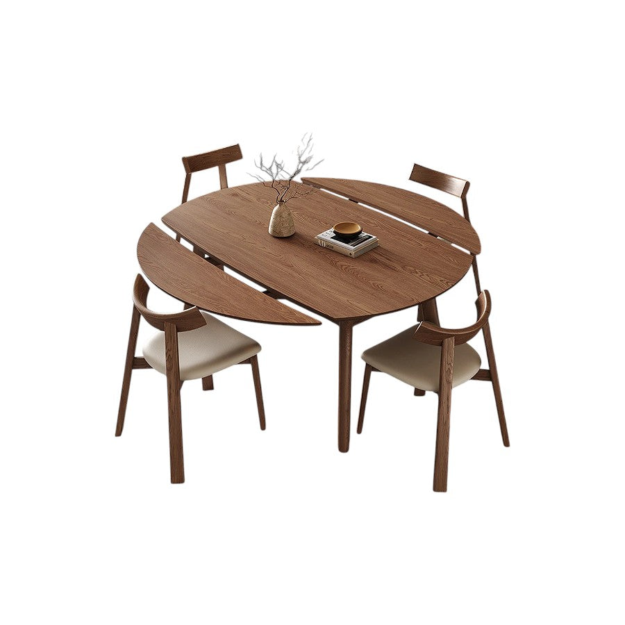 Aitken Round Folding Solid Wood Dining Table – Space Saving Extendable Round Wooden Dining Table, Modern Folding Kitchen & Dining Table – Walnut & Grey Finish
