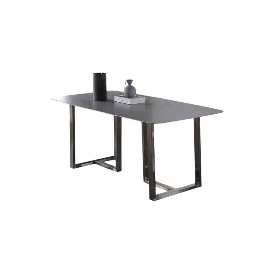 Camden Grey Dining Table – Modern Painted Steel Metal Dining Table for Kitchen, Dining Room & Contemporary Home Spaces
