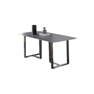 Camden Grey Dining Table – Modern Painted Steel Metal Dining Table for Kitchen, Dining Room & Contemporary Home Spaces