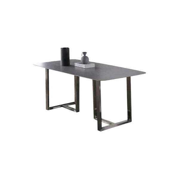 Camden Grey Dining Table – Modern Painted Steel Metal Dining Table for Kitchen, Dining Room & Contemporary Home Spaces
