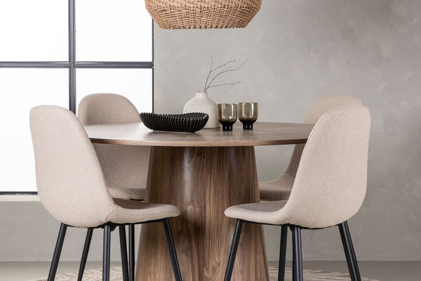 Lanzo Round Dining Table 120 cm | Scandinavian MDF Design with Cylindrical Base