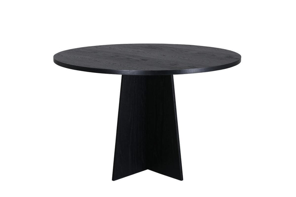 Mmilo Bootcut Round Dining Table 110cm – Black MDF Veneer Top, Modern Family-Friendly Design