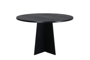 Mmilo Bootcut Round Dining Table 110cm – Black MDF Veneer Top, Modern Family-Friendly Design