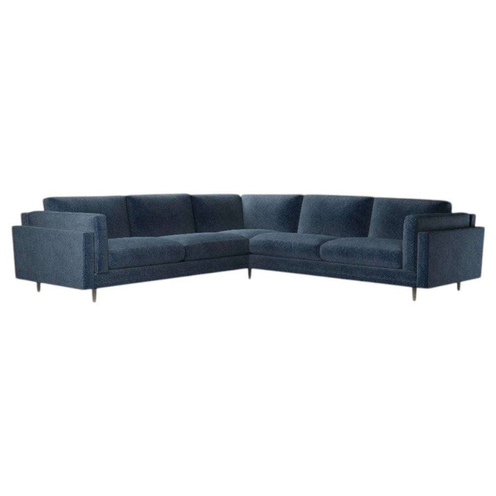 Marco Corner Sofa in pumice house basket weave fabric with contemporary minimalist design and corner seating