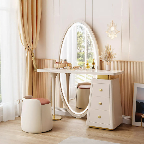 Charlotte Cream Dressing Table with LED Mirror