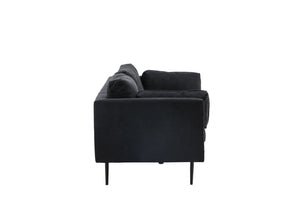 Boom 2–3 Seater Sofa, Black Linen Fabric | Scandinavian Design with Metal Legs