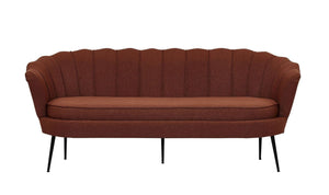 Calais 3-Seater Sofa in Rusty Red Fabric | Modern Stylish Sofa with Angled Metal Legs