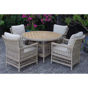 Provence Collection Outdoor 4-Seater Round Dining Set with Weather-Resistant Frame, Powder-Coated Finish, and Contemporary Design - My Store