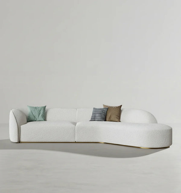 Welby Three Seater Curved Sofa – Grey Boucle, 280cm, Contemporary Modern Design (Display Model) - My Store