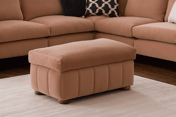 Tiffany Slim Medium Rectangular Footstool in Pumice House Basket Weave