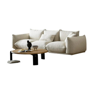 Isabella Modern 3 Seater Sofa – Bouclé or Velvet Upholstery, Contemporary Living Room Couch in Off White & Blue, Fully Assembled Large Sofa - My Store