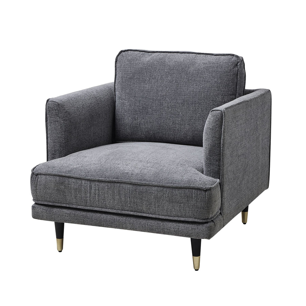 Richmond Grey Large Armchair | Modern Fabric Accent Chair with Curved Arms