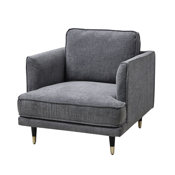 Richmond Grey Large Armchair | Modern Fabric Accent Chair with Curved Arms