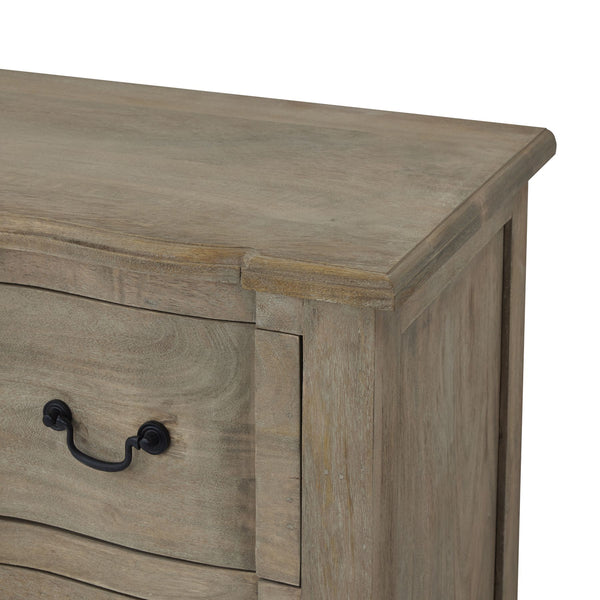 Copgrove Collection 6 Drawer Chest | Handcrafted Hardwood French Style Chest with Washed Bleached Finish and Ironwork Handles