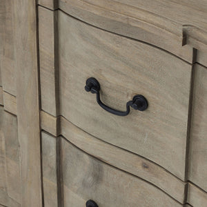 Copgrove Collection 6 Drawer Chest | Handcrafted Hardwood French Style Chest with Washed Bleached Finish and Ironwork Handles