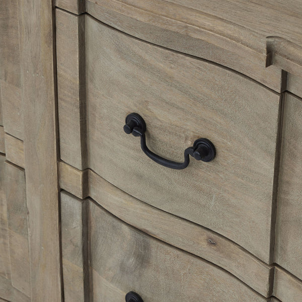 Copgrove Collection 6 Drawer Chest | Handcrafted Hardwood French Style Chest with Washed Bleached Finish and Ironwork Handles