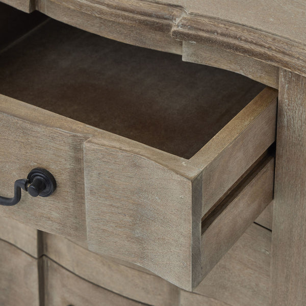 Copgrove Collection 6 Drawer Chest | Handcrafted Hardwood French Style Chest with Washed Bleached Finish and Ironwork Handles - My Store
