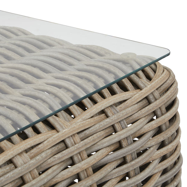 Amalfi Collection Outdoor Five Seater Set HDPE Wicker & Aluminum Frame with Acacia Coffee Table and Quick-Dry Olefin Cushions