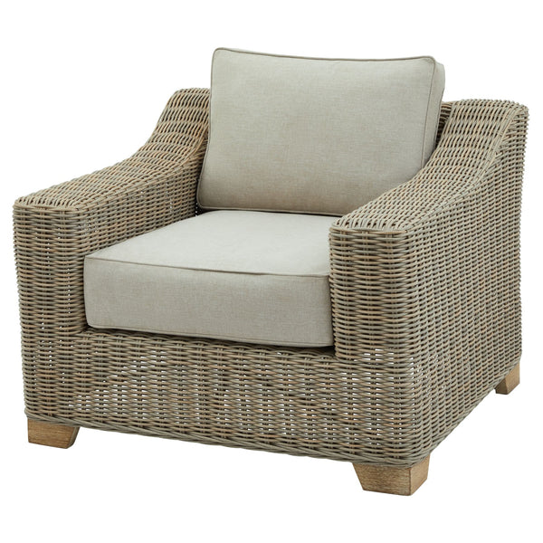 Capri Collection Outdoor Armchair – HDPE Wicker, Powder-Coated Frame, Quick-Dry Olefin Cushions | 22952