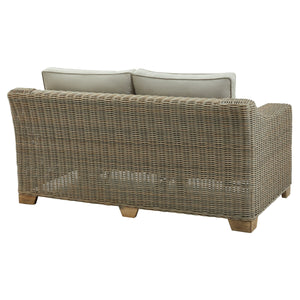 Capri Collection Outdoor 2-Seater Sofa with Cushions, Weather-Resistant HDPE Wicker & Aluminum Frame