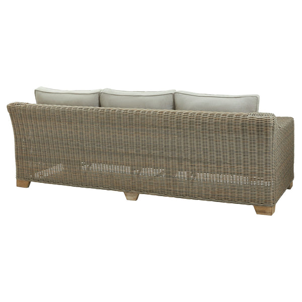 Capri Collection Outdoor 3-Seater Sofa All-Weather HDPE Wicker with Olefin Cushions & Aluminum Frame