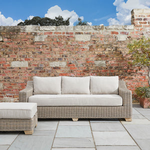 Capri Collection Outdoor 3-Seater Sofa All-Weather HDPE Wicker with Olefin Cushions & Aluminum Frame