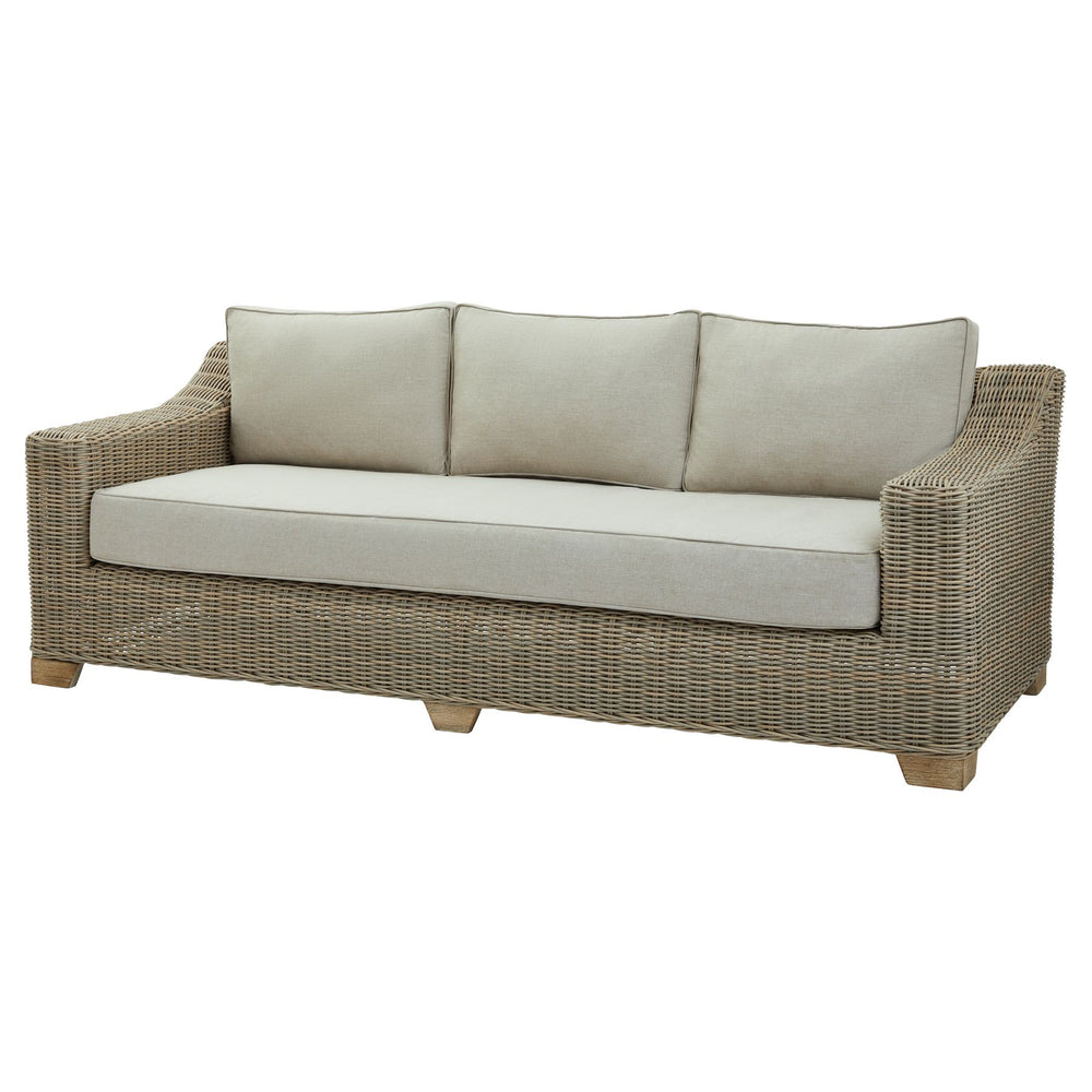 Capri Collection Outdoor 3-Seater Sofa All-Weather HDPE Wicker with Olefin Cushions & Aluminum Frame