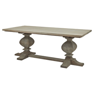 Copgrove Collection Large Dining Table Exclusive Bleached Hardwood with Black Ironwork Accents