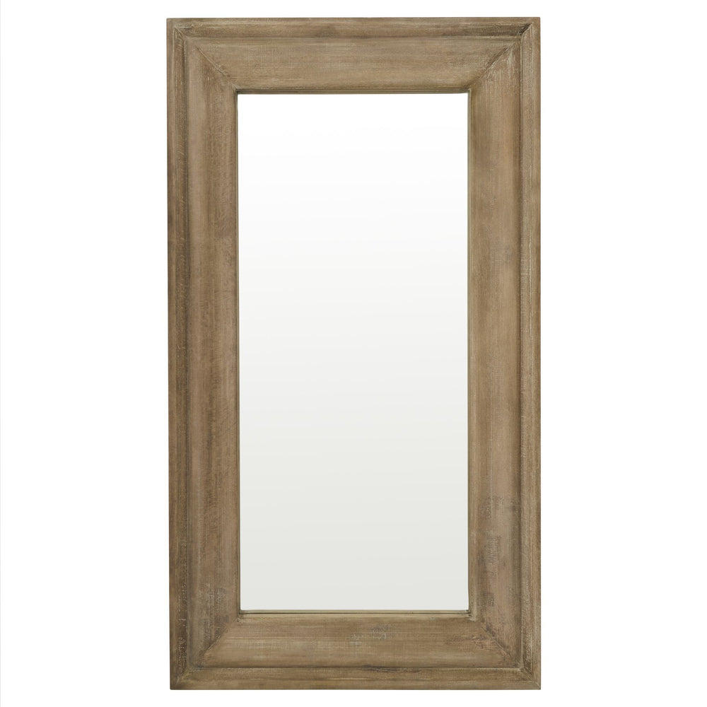 Copgrove Collection Full-Length Wall Mirror – Handcrafted Hardwood, Washed Brown Finish