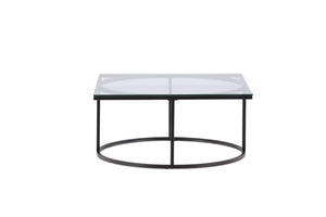 Skanör Sofa Table, Black – Modern Glass & Steel Coffee Table by Mmilo