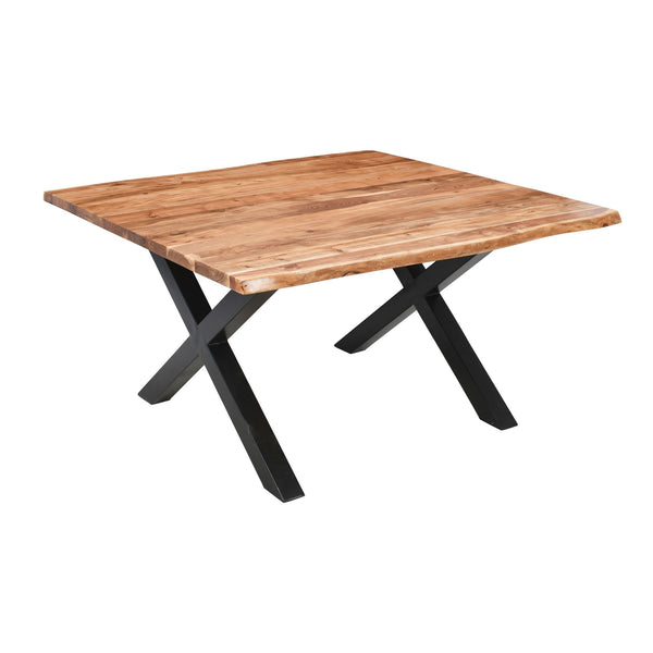 Live Edge Collection Large Square Dining Table – Handcrafted Acacia Wood, Rustic Modern Design, Seats 8 | 23685