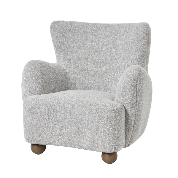 Greige Hui Large Arm Chair – Plush Fabric Upholstery with Modern Design
