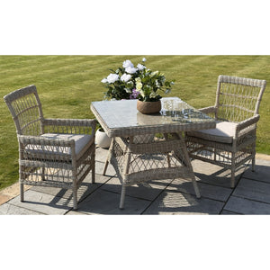 Provence Collection Outdoor 4 Seater Dining Set – Beige Fabric & Glass Table with Metal Frame