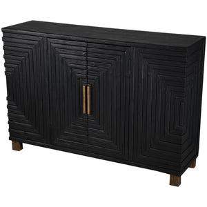 Lennox Black 2 Door Sideboard – Modern Wood Storage Cabinet with Noir Finish & Gold Accents