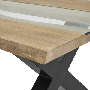 Live Edge Collection Light Acacia River Coffee Table – 115cm Natural Wood & Resin Coffee Table - My Store
