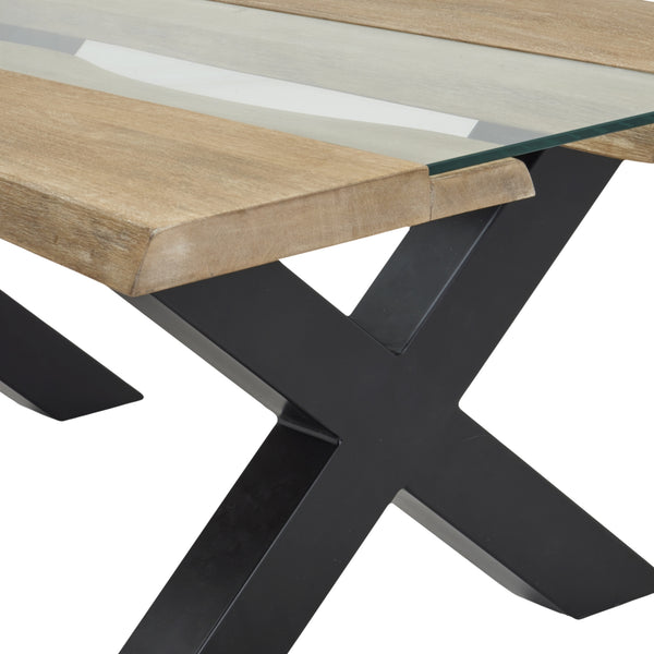 Live Edge Collection Light Acacia River Coffee Table – 115cm Natural Wood & Resin Coffee Table - My Store