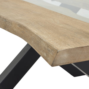 Live Edge Collection Light Acacia River Coffee Table – 115cm Natural Wood & Resin Coffee Table - My Store
