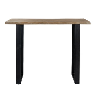 Live Edge Collection Light Acacia Bar Table – 130cm Natural Wood Bar Table with Metal Base - My Store