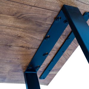 Live Edge Collection Light Acacia Bar Table – 130cm Natural Wood Bar Table with Metal Base - My Store