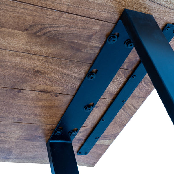 Live Edge Collection Light Acacia Bar Table – 130cm Natural Wood Bar Table with Metal Base - My Store